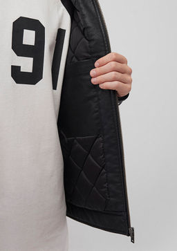 Dik Yaka Siyah Suni Deri Ceket - Mavi фото 6