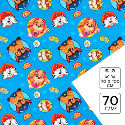 Цена за 10 шт. Бумага упаковочная глянцевая, Щенячий патруль, 70×100 см