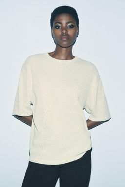 METALLIC THREAD SHORT SLEEVE TOP - Zara фото 8