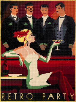 Кристальная (алмазная) мозаика ФРЕЯ ALPD-206 на подрамнике Вечеринка в стиле ретро 30 х 40 см