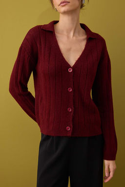 Wardrobe Essentials Bordo Yunlu Basic Polo Yaka Triko H?rka | TWOAW26HI00084