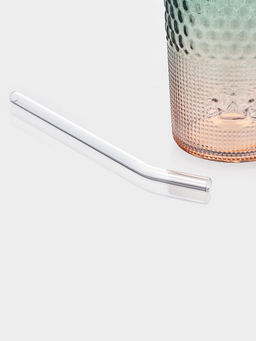 Стакан «Спектр», 500 мл, 8×16 см, с трубочкой, силиконовая крышка, стекло, зелёный