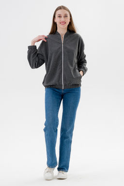 Бомбер из коттон фита антрацит - Амадэль фото 3