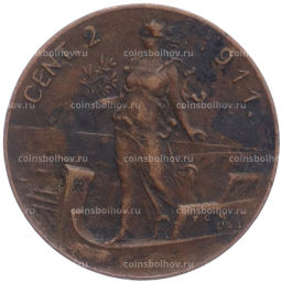 Монета 2 чентезимо 1911 года Италия