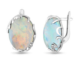 Серьги, опал голубой рек., СПН4051