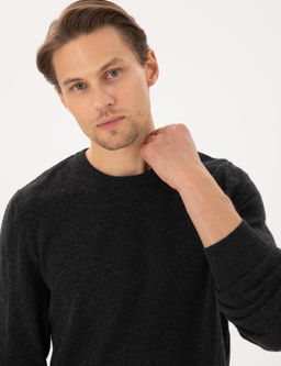 Antrasit Melanj Slim Fit Bisiklet Yaka Ka_mir Triko Kazak - Pierre cardin фото 2