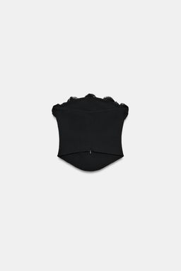 TOP CORSETERO FLORES / Negro