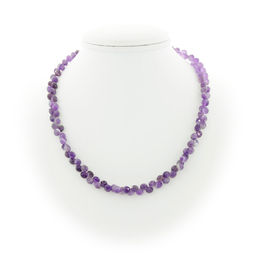 Аметист (Бразилия), 6мм капли гранёные, "Капель" бусы 47см