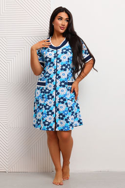 Халат женский из кулирки Марфа голубая ромашка макси - Амадэль фото 18