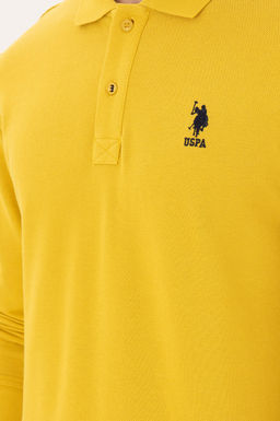 Мужской классический крой с воротником-поло темно-желтый базовый свитшот - U.s. polo assn фото 7