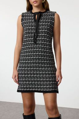 Trendyolmilla Siyah Tuvit Gorunumlu Triko Mini Elbise TWOAW25EL00542  фото 9