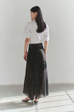 TRENDYOLMILLA Limited Edition Siyah Sifon Pilili Kemerli Dokuma Etek TWOSS25ET00108  фото 3