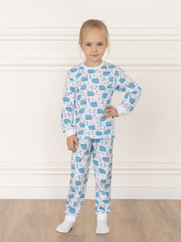Пижама детская принт бирюзовые ежики