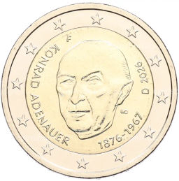 Монета 2 евро 2026 года F Германия Конрад Аденауэр