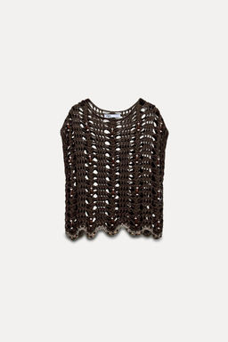 OPEN-KNIT TOP WITH BEADING - Zara фото 4