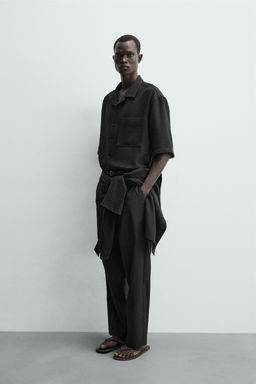 CAMISA BOXY FIT ESTRUCTURA / Negro - Zara фото 4