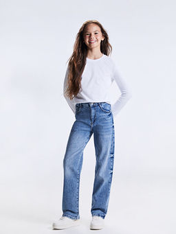 Straight Fit K?z ?ocuk Jean Pantolon