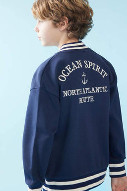 Кардиган-бомбер для мальчиков с воротником-стойкой - Defacto фото 2