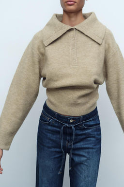 POLO COLLAR KNIT SWEATER - Zara фото 5