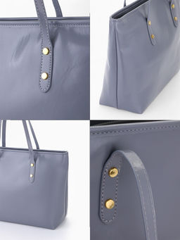 Сумка-шопер женская на молнии, размер 30.5×12×27 см, однотонная, серая