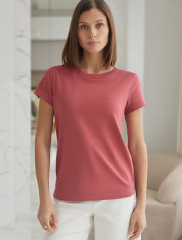 Базовая футболка полуприлегающая из премиального хлопка с эластаном - Vilatte фото 6