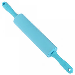 Скалка силиконовая Монпансье 41,5см, д5,3см, рабочая длина 20,5см, пластмассовые ручки, цвета в ассортименте: красный, черный, серый, розовый, в п/эт пакете (Китай)