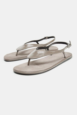 LIMITED EDITION FLAT LEATHER SANDALS - Zara фото 4