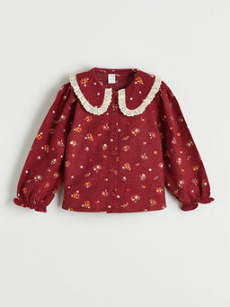 ?i?ek Bask?l? Bebe Yaka K?z ?ocuk G?mlek