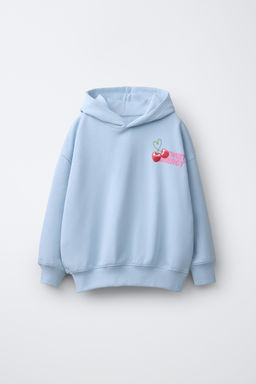 SUDADERA CAPUCHA FRUTAS / Azul claro