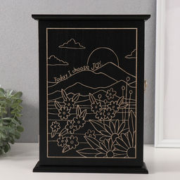 Ключница настенная Горы. Закат, дерево, 6 крючков, 6?22?30 см