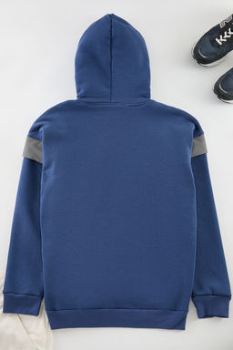 Indigo Oversize/Genis Kesim Kapusonlu Reflektor Detayl? Ici Polarl? Sweatshirt TMNSS20SW0205 - Trendyolmilla фото 8