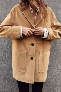 CHAQUETA 100% PIEL ANTE / Tostado - Zara фото 23