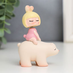 Сувенир полистоун "Малышка на медведе" пружинка 8х3х5,5 см