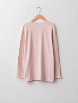 Bisiklet Yaka Bask?l? Uzun Kollu Pamuklu K?z ?ocuk Ti??rt - Waikiki фото 2