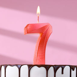 Свеча в торт «Грань», цифра 7, красный металлик, 6.5 см
