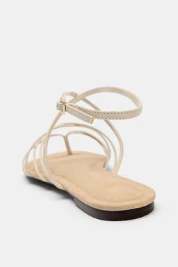 SANDALIA PLANA TIRAS PIEL / Blanco Crudo - Zara фото 6