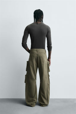 DENIM CARGO TROUSERS WITH POCKETS - Zara фото 3