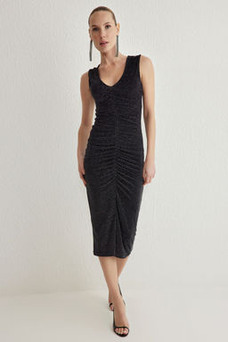 Antrasit Vucudu Oturan Par?lt?l? Simli Orme Astarl? S?k Abiye Gece Mezuniyet Elbisesi TPRSS25EL00170 - Trendyolmilla фото 2