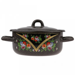 "Красава" Кастрюля эмалированная 1,45л, форма цилиндрическая, металлическая крышка (Россия)