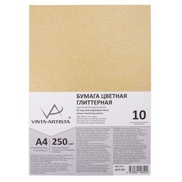 VISTA-ARTISTA Бумага цветная глиттерная GLIT-A4 250 г/м2 A4 21 х 29.7 см 10 шт. 02 - под золото (gold)