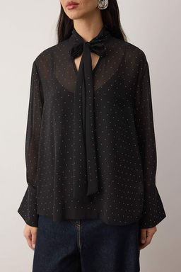 Siyah Tas Bask?l? Baglamal? Astars?z S?k Party Y?lbas? Bluz TPRAW26BZ00053 - Trendyolmilla фото 3