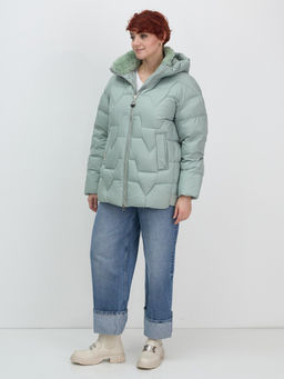 Куртка зимняя женская из овчина стильная и модная зеленого цвета 7309Z - Visdeer фото 13