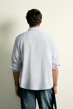 CAMISA WESTERN REGULAR FIT ALGOD?N - LINO / Azul cielo