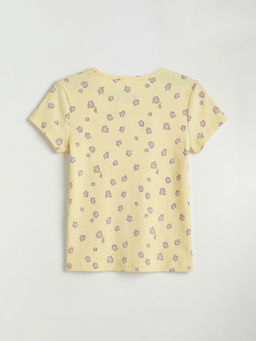 Bisiklet Yaka ?i?ekli K?z ?ocuk Ti??rt