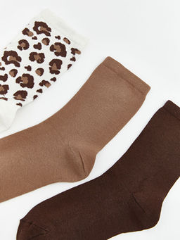 Leopar Desenli Kad?n Soket ?orap 5li
