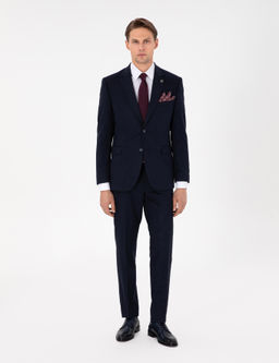 Lacivert Slim Fit Tak_m Elbise