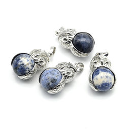 Кулон женский Сова с содалитом в металле 18*26мм