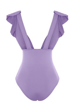 Lila Derin Dekolteli Volanl? Normal Paca Mayo TBESS23MA00279