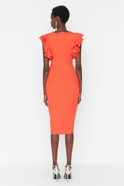 TRENDYOLMILLA Siyah Astarl? F?rf?r Detayl? Dokuma S?k Abiye Elbise TPRSS20EL2661  фото 6