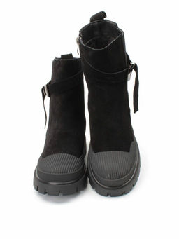 04-296-1M BLACK Ботинки зимние женские (натуральная замша, шерсть)